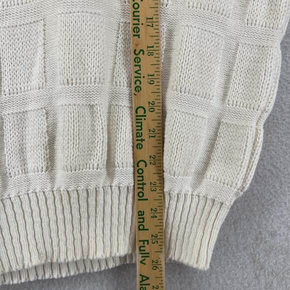 MURRAYS TOGGERY Sweater Women M Textured Windowpane Cotton Off White VTG England - Picture 11 of 12